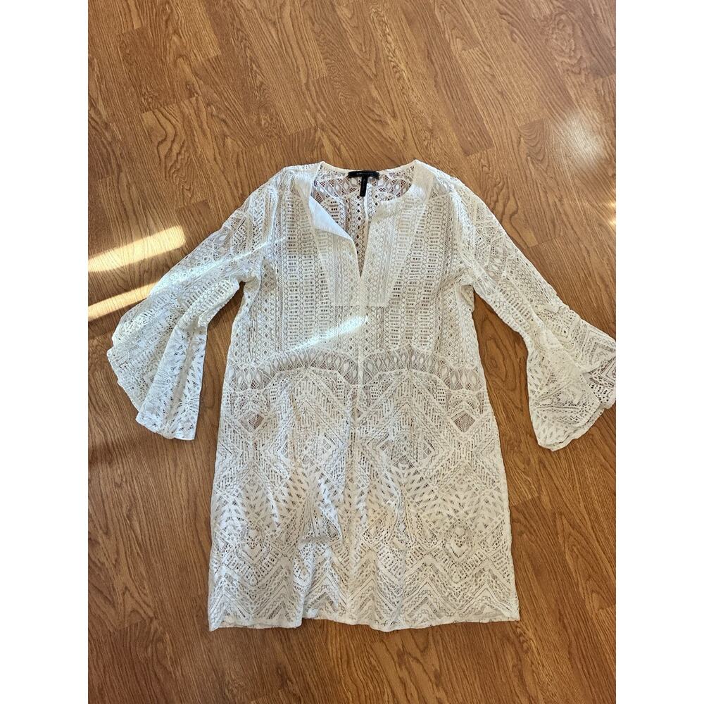 BCBGMAXAZRIA lace Crochet Bell Sleeve Mini Dress Medium